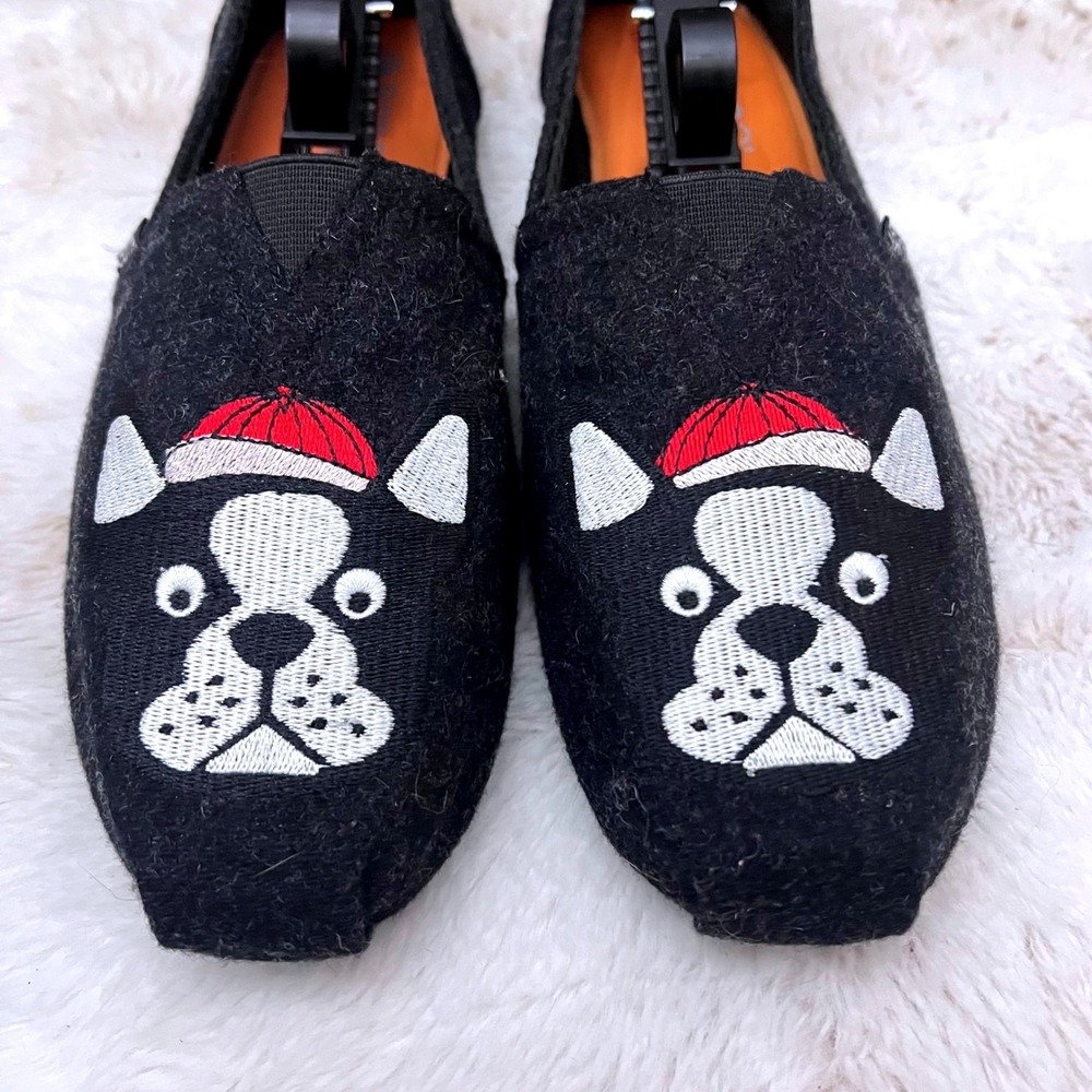 BOBS Skechers Boston Terrier, Black Expressive Design Memory Foam Flat Shoes W10